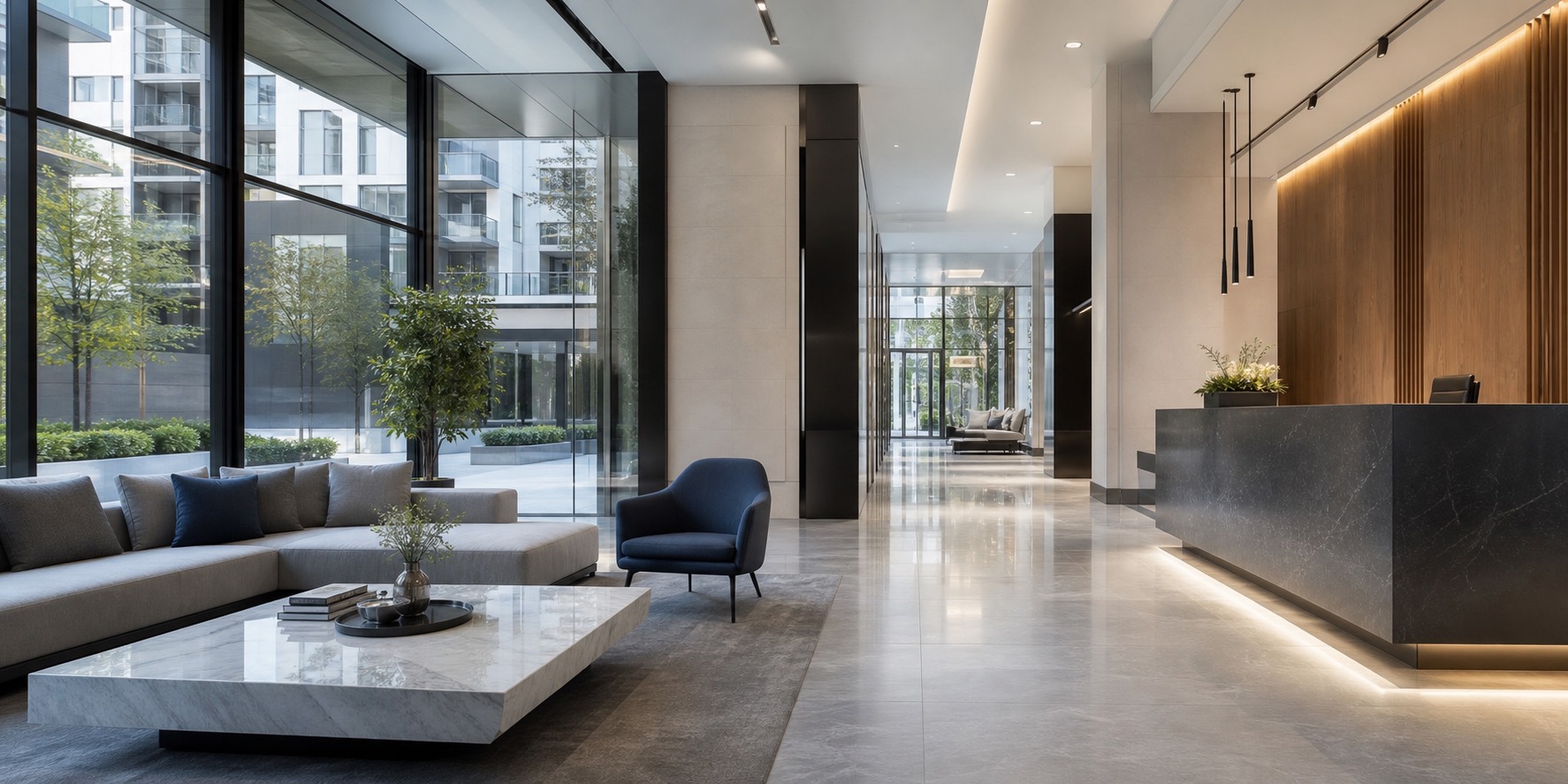 Modern residential condominium lobby